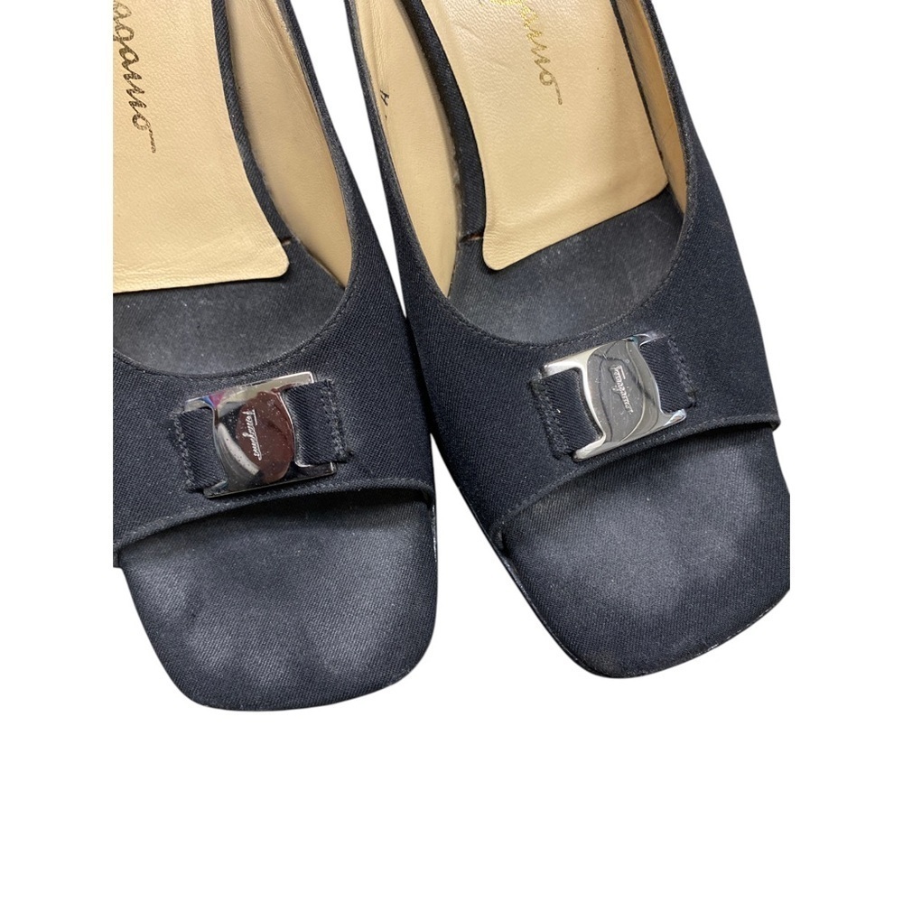 Salvatore Ferragamo‎ Black Chunky Heels with Modern Squared Toe - Picture 4 of 7
